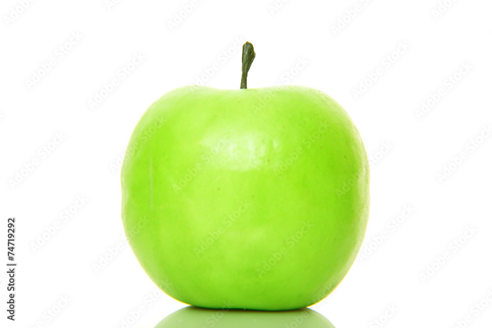 Green apple on white background.