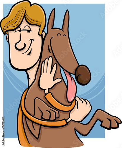 man and dog cartoon illustration