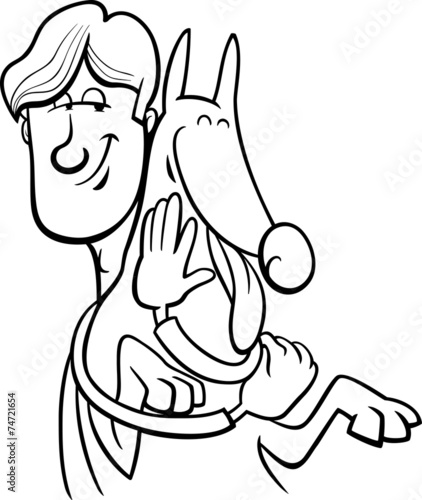 man and dog cartoon coloring page