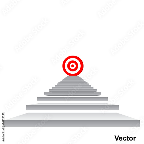 Vector conceptual red target on stair for success