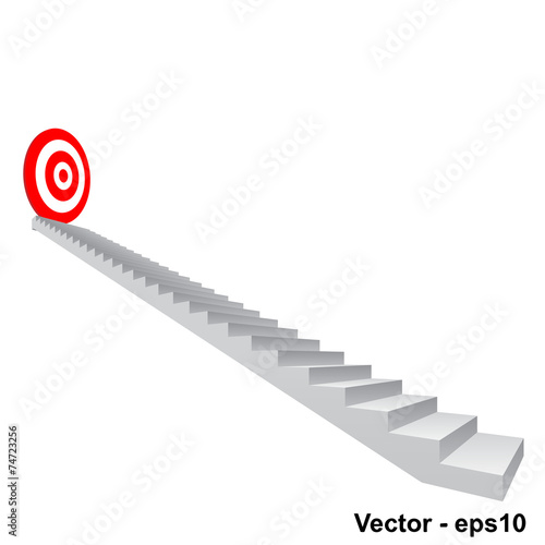 Vector conceptual red target on stair for success