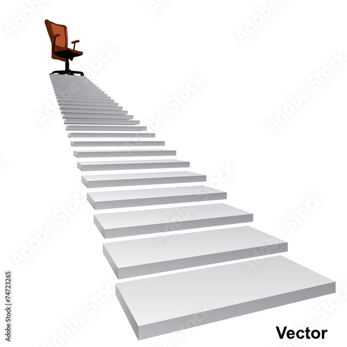 Vector white stair with a chair