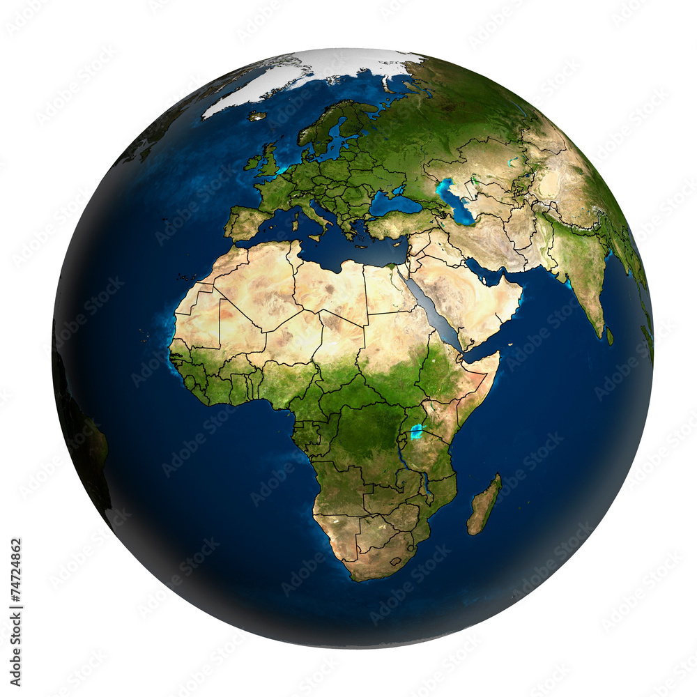 Earth with accurate country boundaries. Earth with accurate country boundaries.