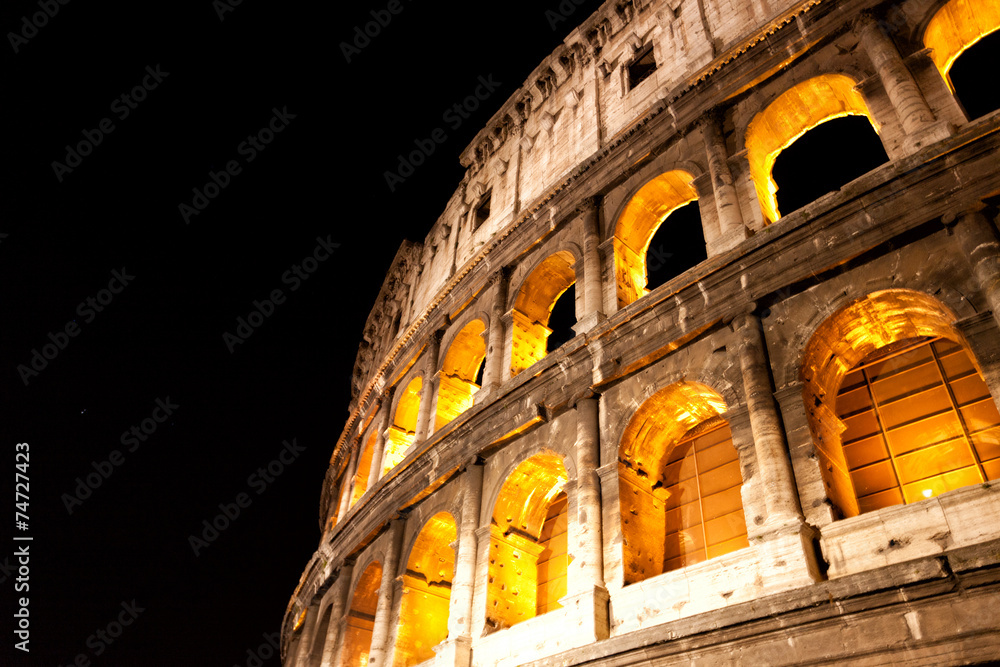  Colosseum in Rome against the night  sky