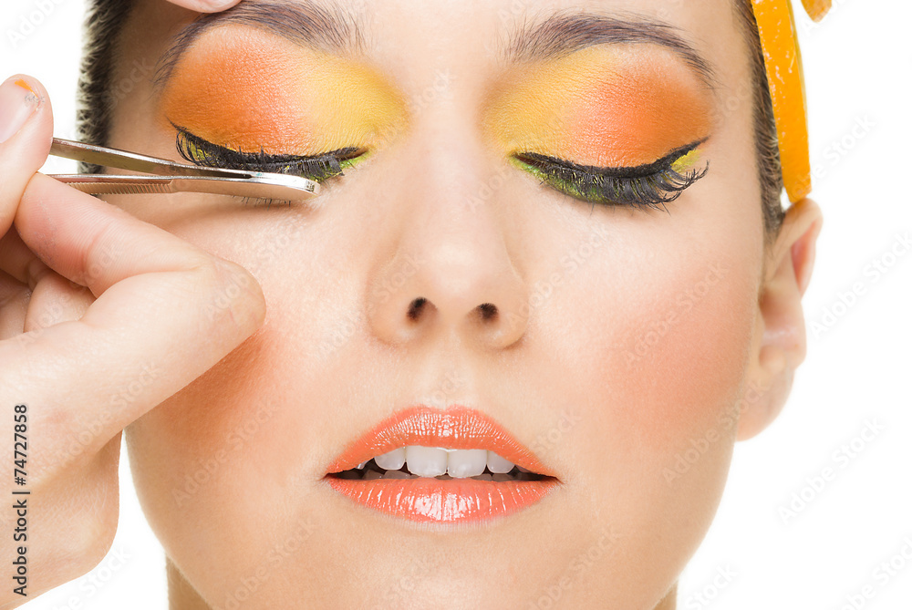 Orange makeup women