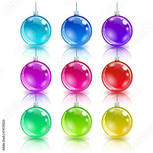 Color christmas balls set. photo