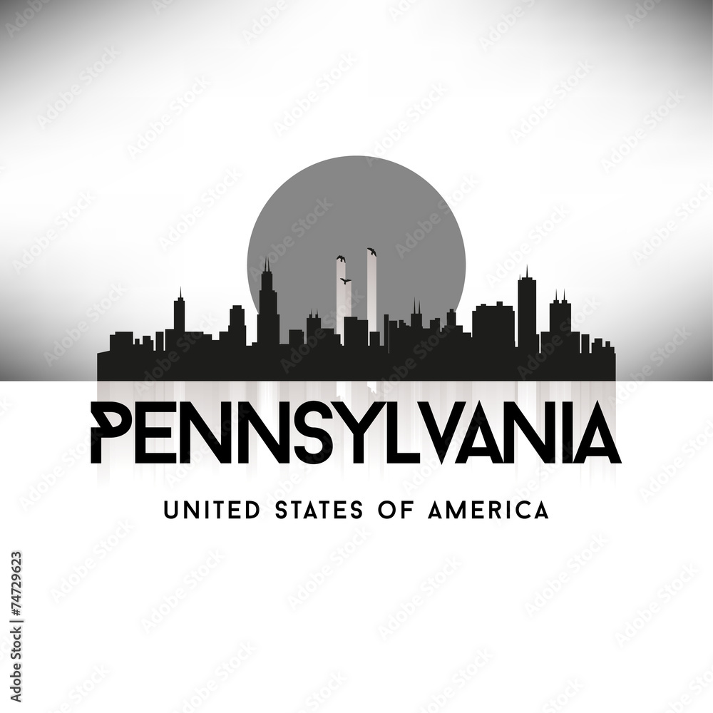 Pennsylvania USA Skyline Silhouette Black vector