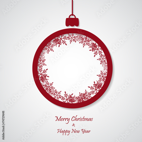 vector red christmas background with snowflakes. photo