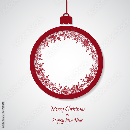 vector red christmas background with snowflakes.
