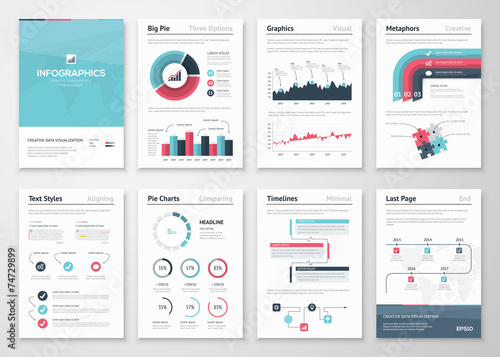 Big set of infographic vector elements and business brochures