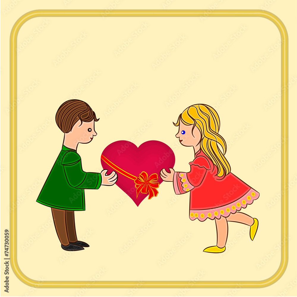 Valentine's Day Cute figure Kids and heart vector Valentine's Day Cute figure Kids and heart vector