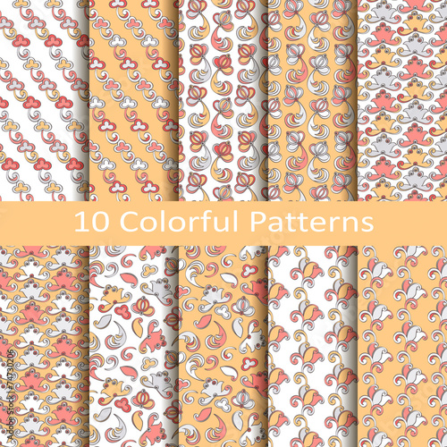 set of ten colorful patterns