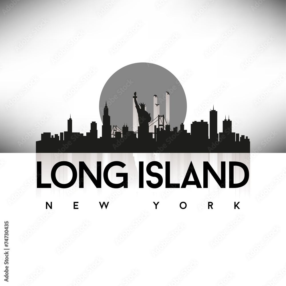 Long Island New York USA Skyline Silhouette Black vector