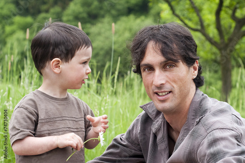 Father and child talking