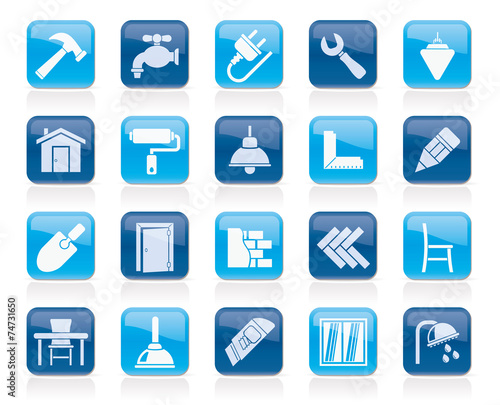 Building and home renovation icons - vector icon set
