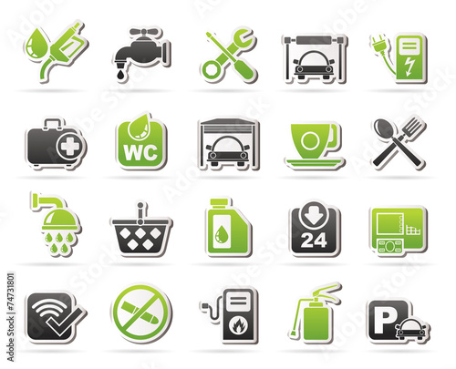 petrol station icons - vector icon set