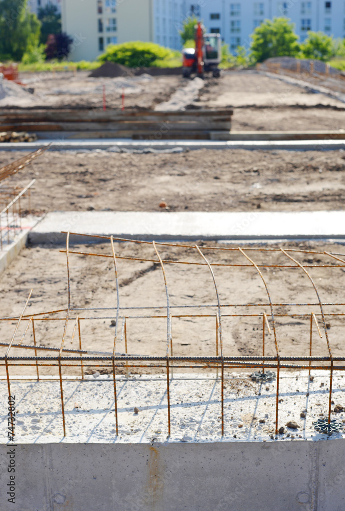 Fototapeta premium Fundament auf Baustelle