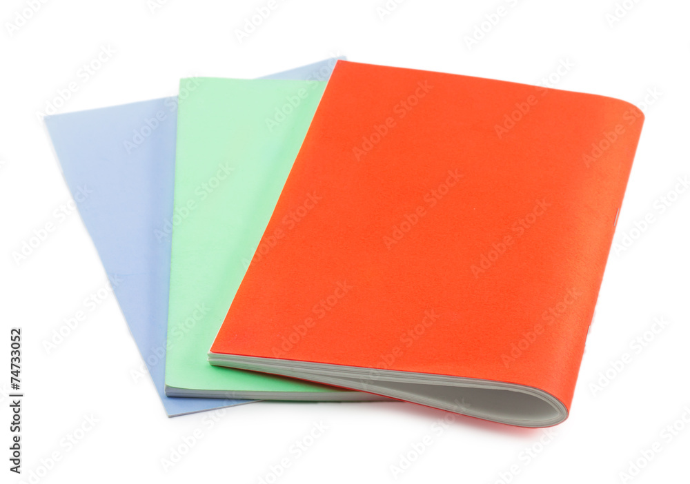 Fototapeta premium Three notebooks isolated on white background