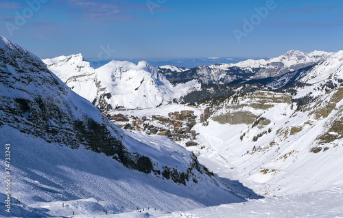 View of the Avoriaz and Lake Leman