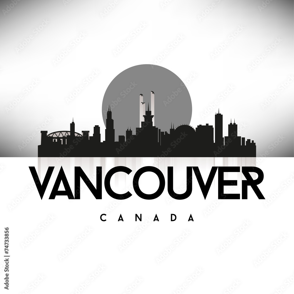 Vancouver Canada Black skyline silhouette vector design.