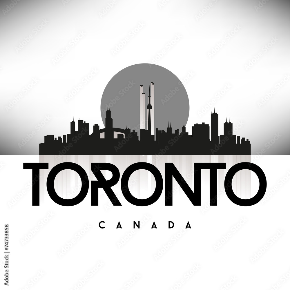 Toronto Canada Black skyline silhouette vector design.