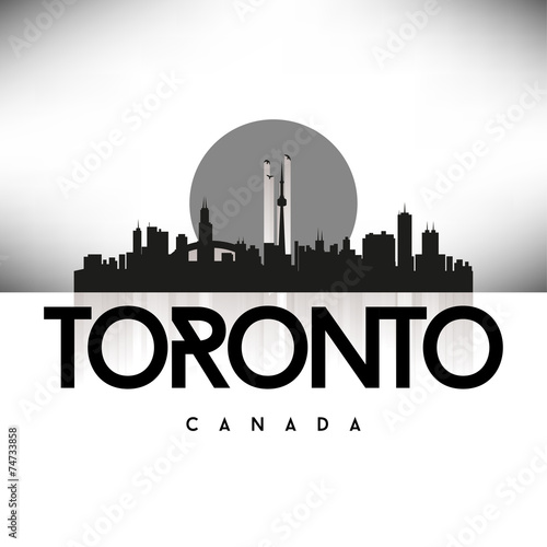 Canvas Print Toronto Canada Black skyline silhouette vector design.