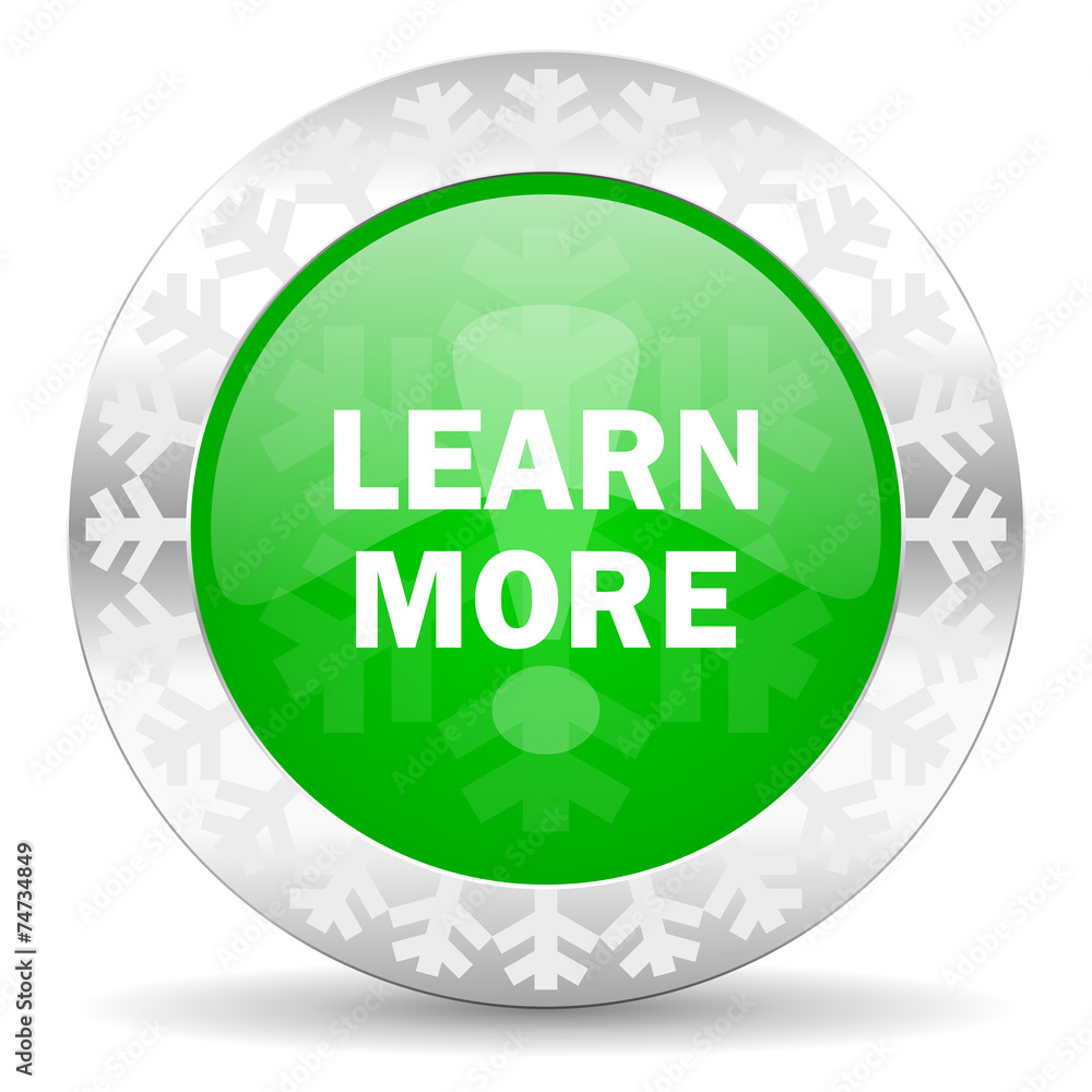 learn more green icon, christmas button learn more green icon, christmas button