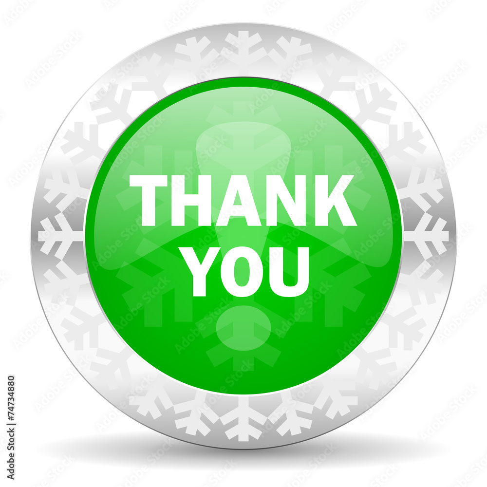 thank you green icon, christmas button