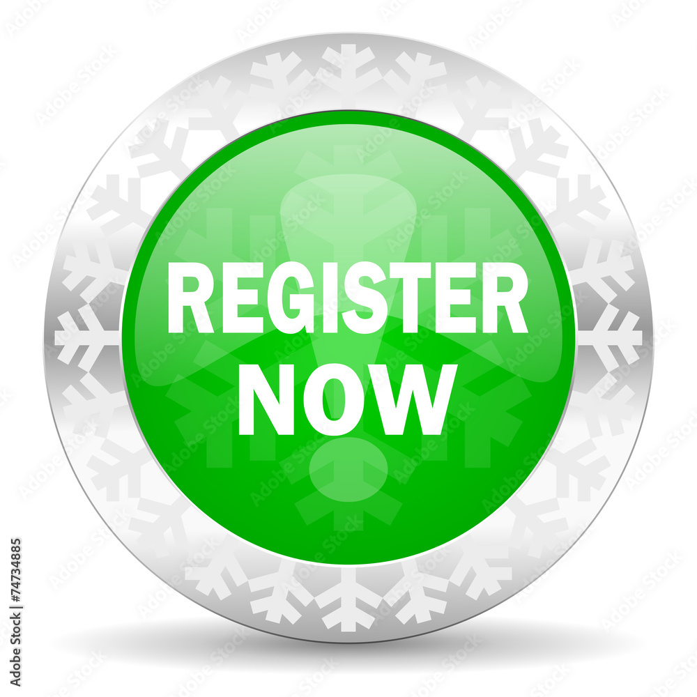 register now green icon, christmas button register now green icon, christmas button