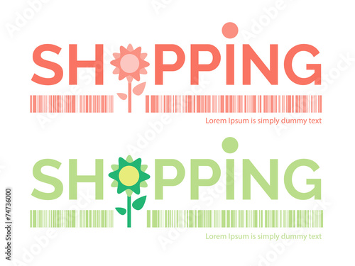 Shopping word with flower symbol