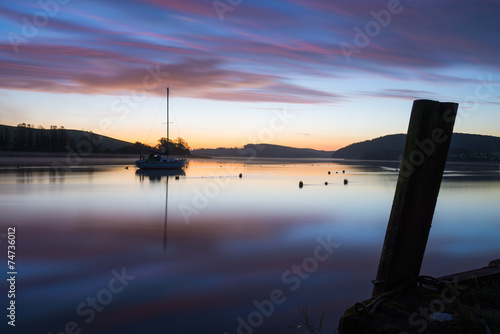 Dreamy sunrise on the river lynher at st germans , cornwall ,uk photo