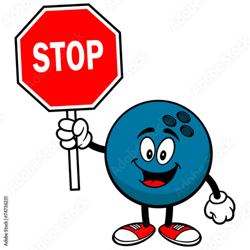 Bowling Ball with Stop Sign