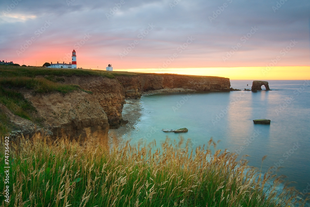Souter lighthouse on the coast of Tyne and Wear, UK.
