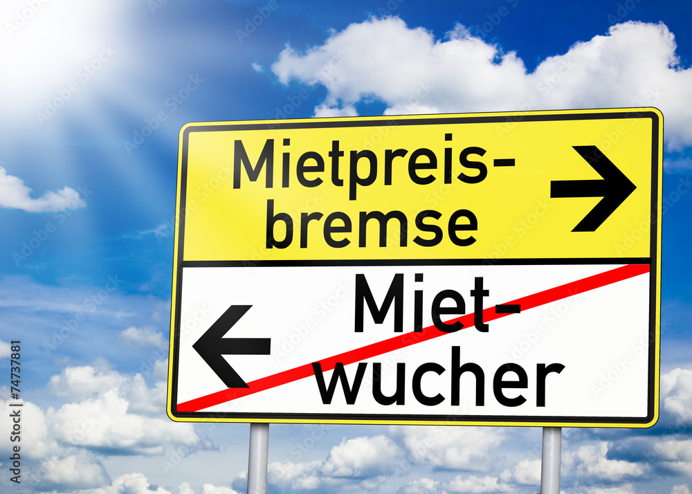 Wegweiser mit Mietpreisbremse und Mietwucher Wegweiser mit Mietpreisbremse und Mietwucher