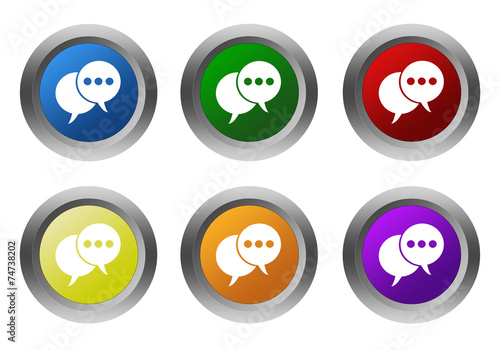 Set of rounded colorful buttons with bubble speeches symbol