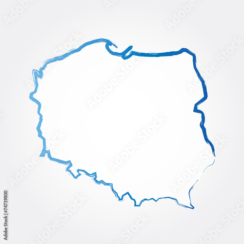 polska, mapa, kontur