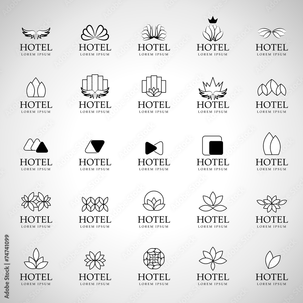 Hotel Icons Set - Isolated On Gray Background - Vector Illustration, Graphic Design, Editable For Your Design