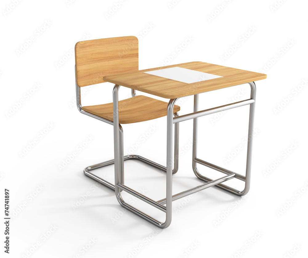 Fototapeta premium school desk and chair on white background