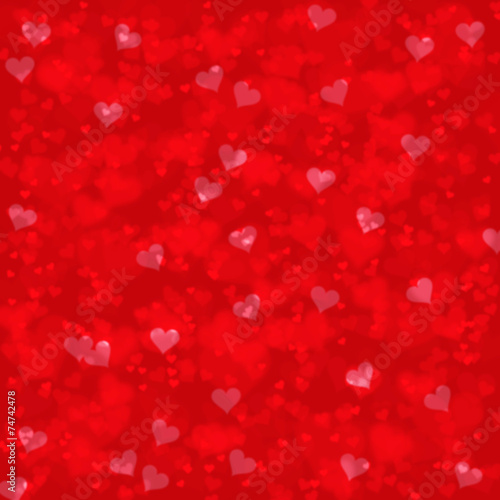 Blurry red hearts abstract