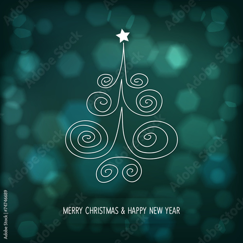 Vector white paper Christmas tree background bokeh