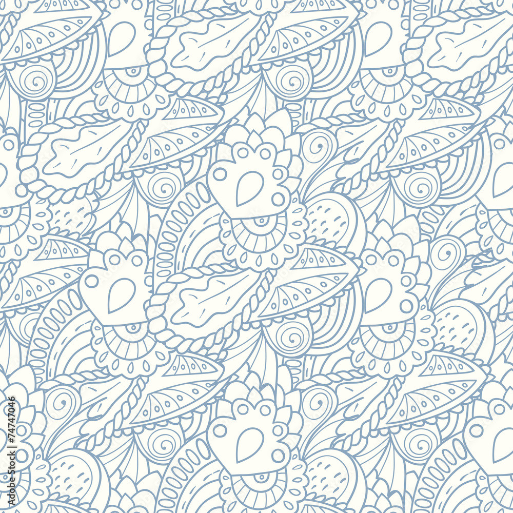 Pastel seamless pattern with hand drawn elements