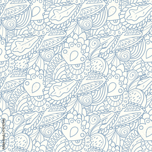 Pastel seamless pattern with hand drawn elements