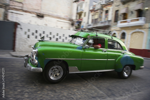 Vintage Green American Car Taxi Havana Cuba