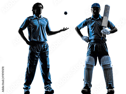  two Cricket players  silhouette photo