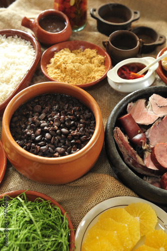 feijoada, black beans and meat stew, Brazilian cuisine