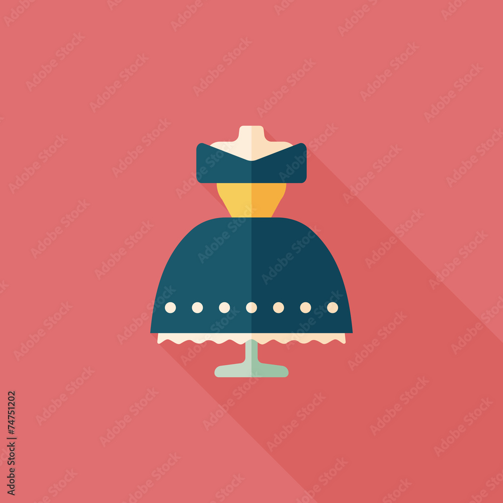 Fototapeta premium wedding dress flat icon with long shadow,eps10