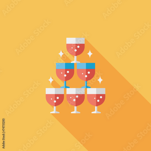 wedding champagne flat icon with long shadow,eps10