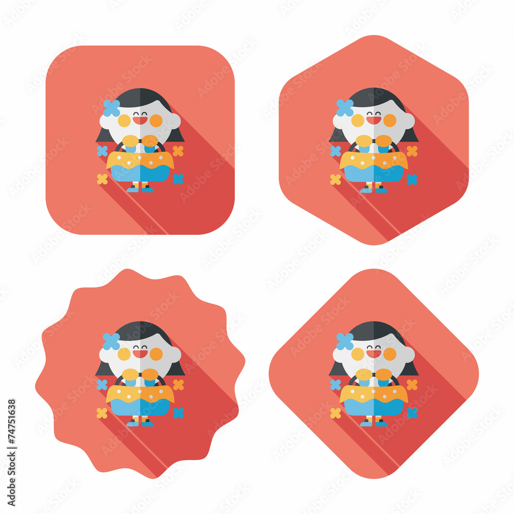 wedding flower girl flat icon with long shadow,eps10 wedding flower girl flat icon with long shadow,eps10