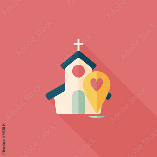 wedding church flat icon with long shadow,eps10