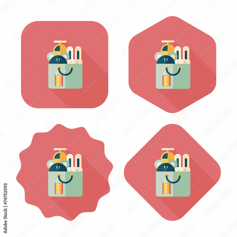 shopping present flat icon with long shadow,eps10 shopping present flat icon with long shadow,eps10